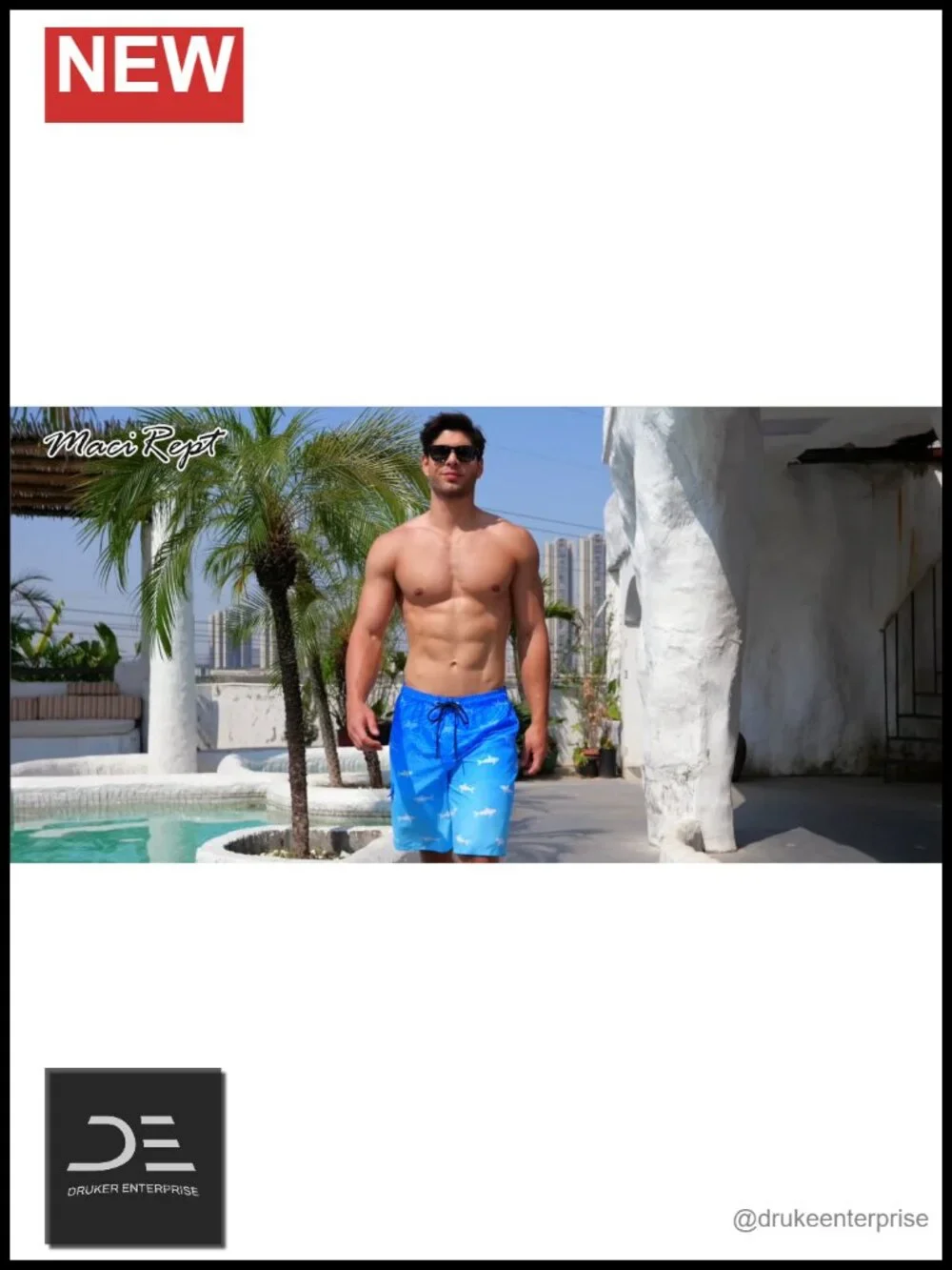 9 inch Quick Dry Board Shorts with Mesh Lining and Zipper Pockets